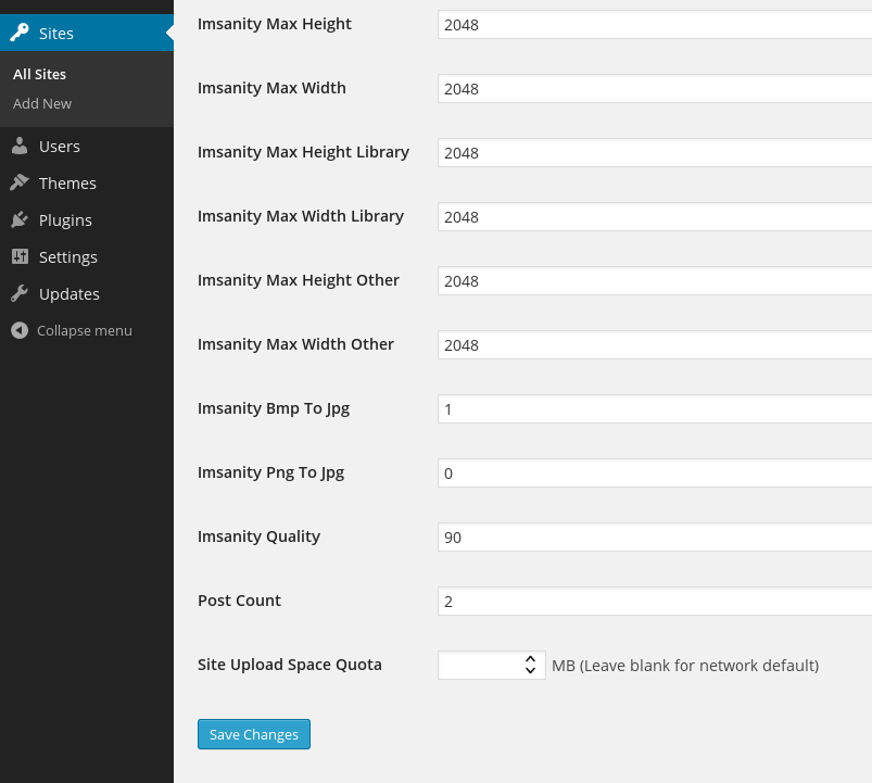 Site Upload Quota