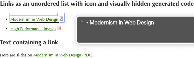 VoiceOver output: Modernism in Web Design